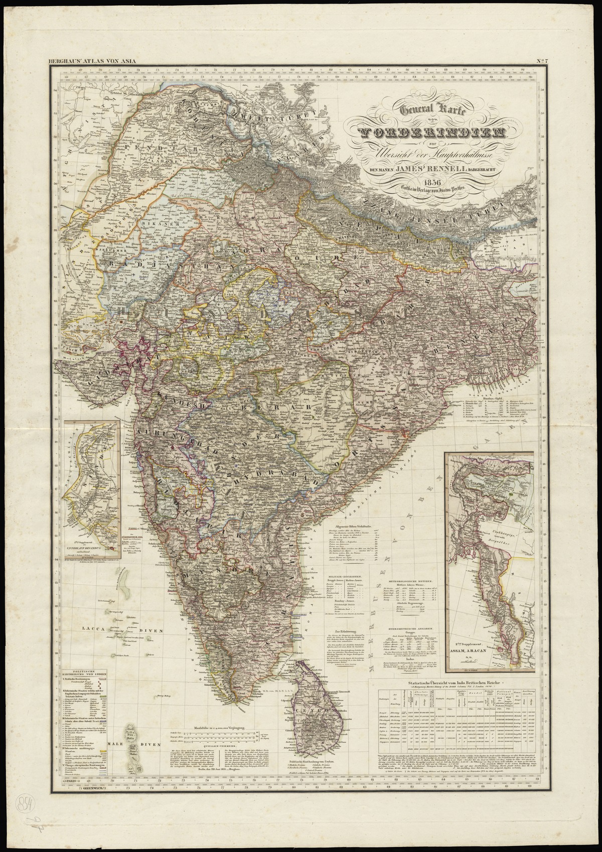 General Karte von Vorderindien zur Übersicht der Hauptverhältnisse