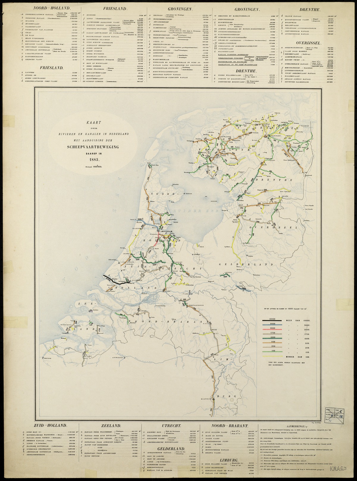 Wonderbaar Kaart der rivieren en kanalen in Nederland met SZ-95