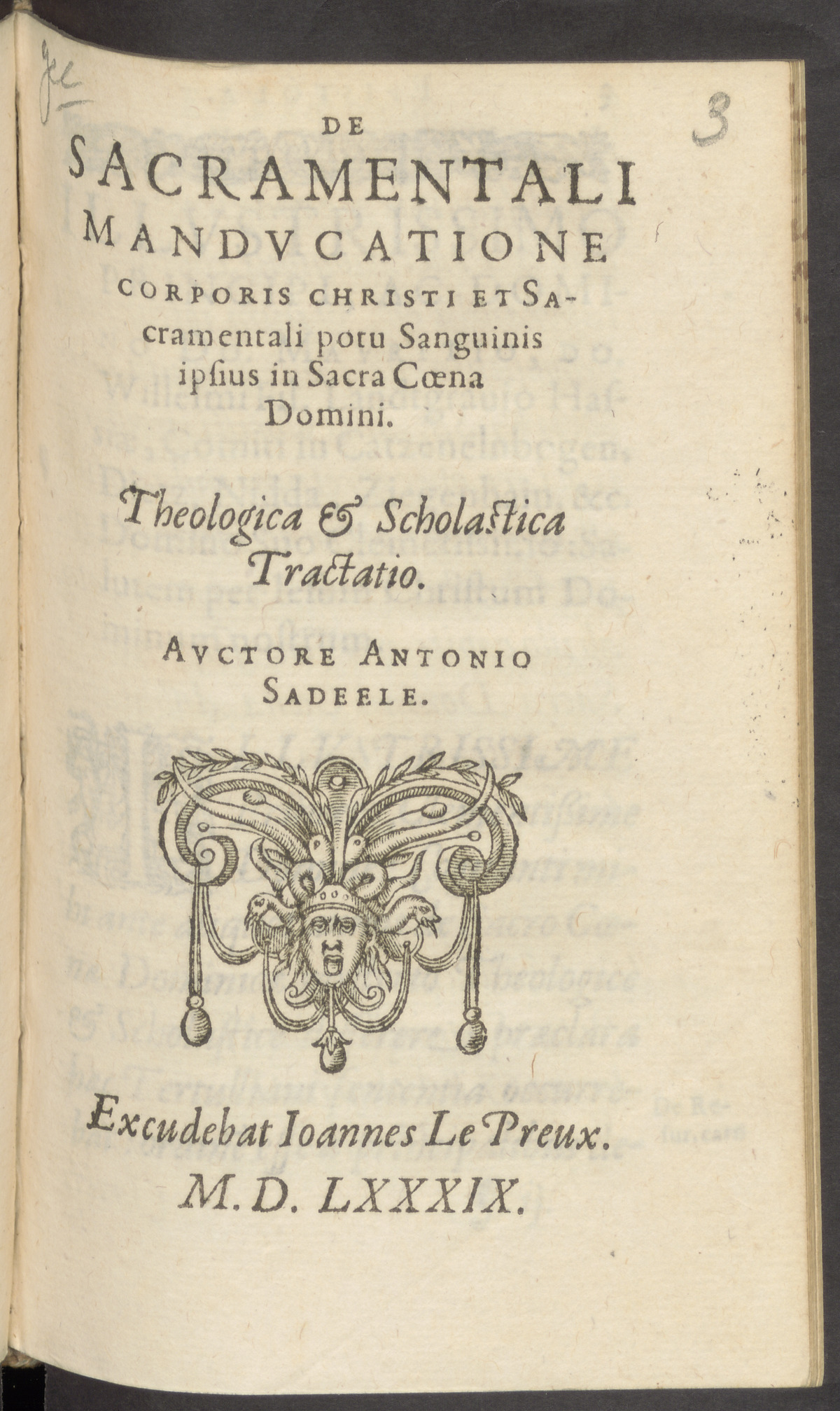 De sacramentali manducatione corporis Christi et sacramentali potu ...